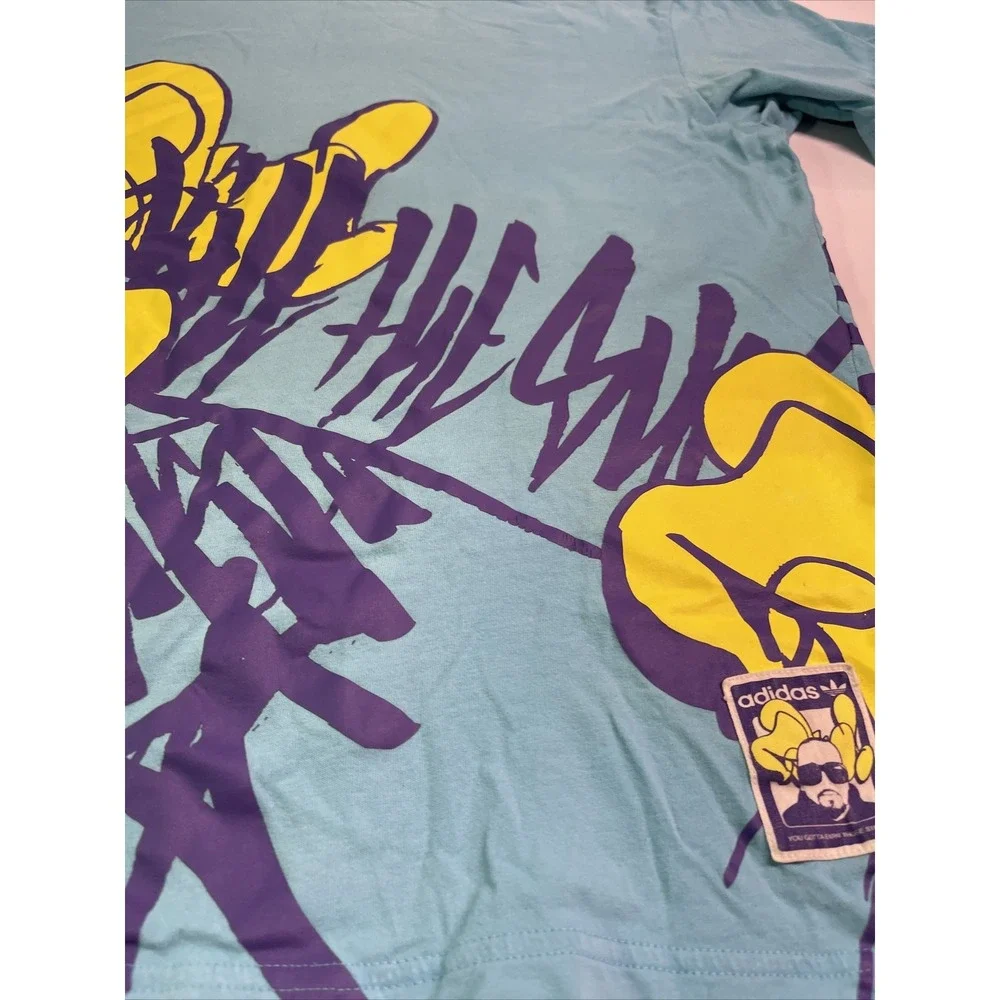 ADIDAS SLICK X 2010 Collection Blue Graffiti Tee Size Small RARE Art Hipster